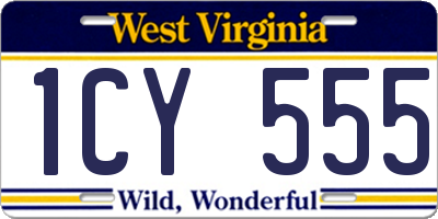WV license plate 1CY555