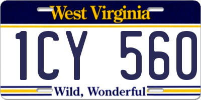 WV license plate 1CY560