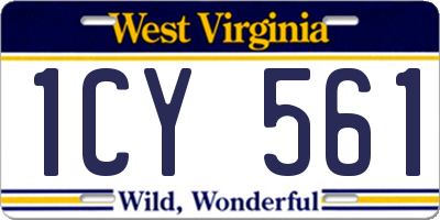 WV license plate 1CY561