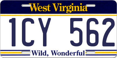 WV license plate 1CY562