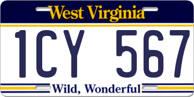 WV license plate 1CY567