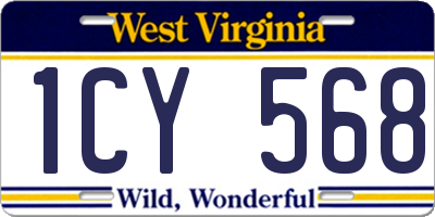 WV license plate 1CY568