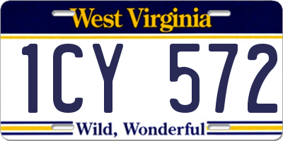 WV license plate 1CY572