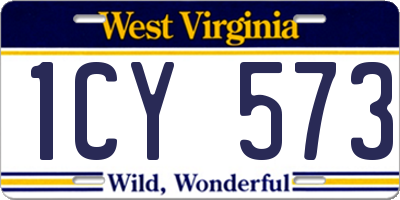 WV license plate 1CY573