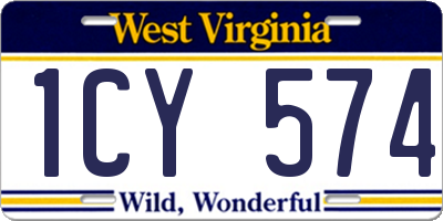 WV license plate 1CY574