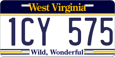 WV license plate 1CY575