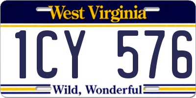 WV license plate 1CY576