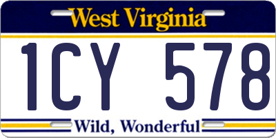 WV license plate 1CY578