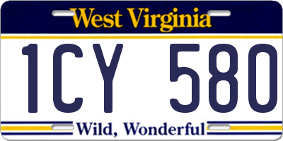 WV license plate 1CY580