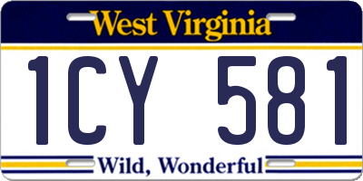 WV license plate 1CY581
