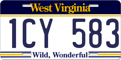 WV license plate 1CY583