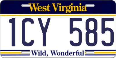 WV license plate 1CY585