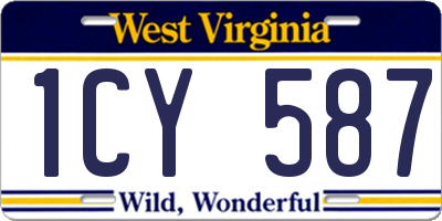 WV license plate 1CY587