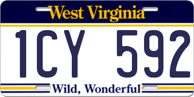 WV license plate 1CY592