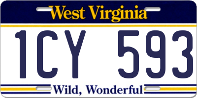 WV license plate 1CY593