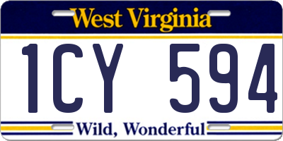 WV license plate 1CY594