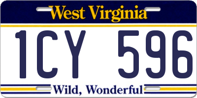 WV license plate 1CY596