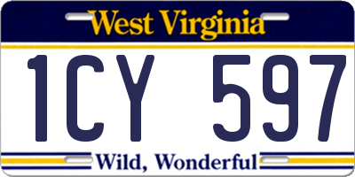 WV license plate 1CY597