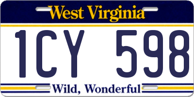 WV license plate 1CY598