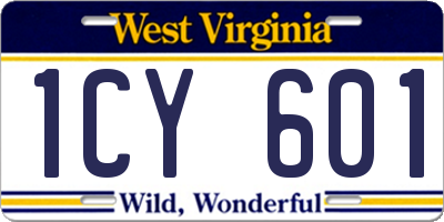 WV license plate 1CY601