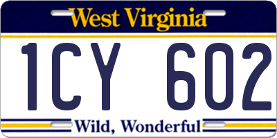 WV license plate 1CY602