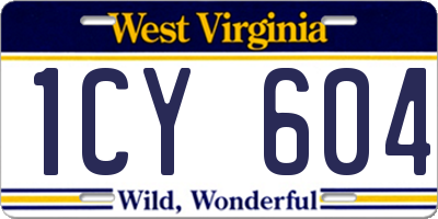 WV license plate 1CY604