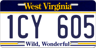 WV license plate 1CY605