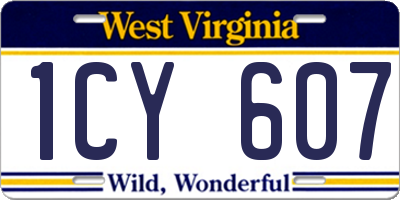 WV license plate 1CY607