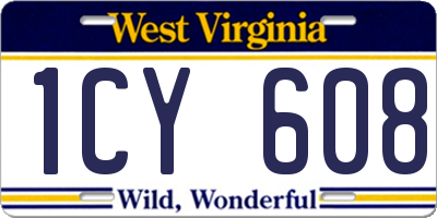 WV license plate 1CY608
