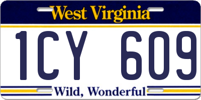 WV license plate 1CY609