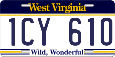 WV license plate 1CY610