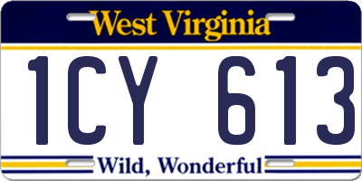 WV license plate 1CY613