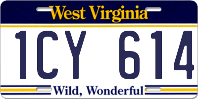 WV license plate 1CY614