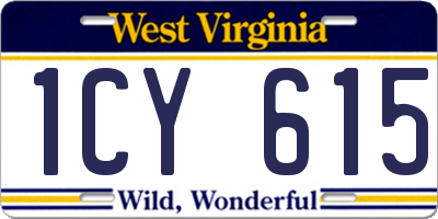 WV license plate 1CY615