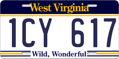 WV license plate 1CY617