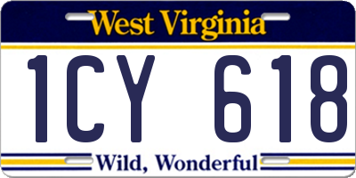 WV license plate 1CY618