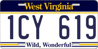 WV license plate 1CY619