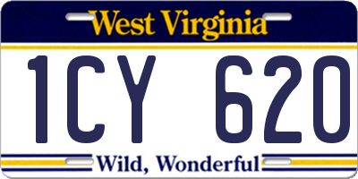 WV license plate 1CY620