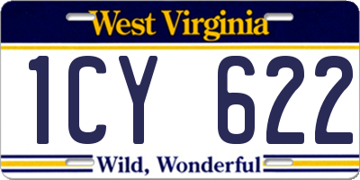 WV license plate 1CY622