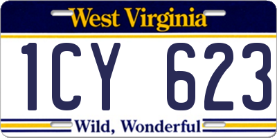 WV license plate 1CY623