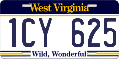 WV license plate 1CY625