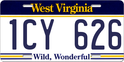 WV license plate 1CY626
