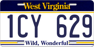 WV license plate 1CY629