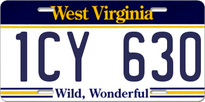 WV license plate 1CY630