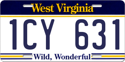 WV license plate 1CY631