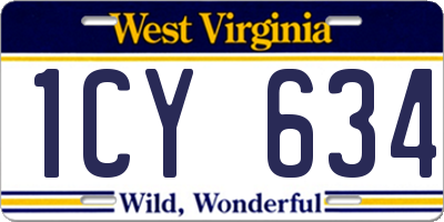WV license plate 1CY634