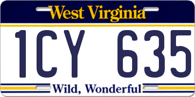 WV license plate 1CY635