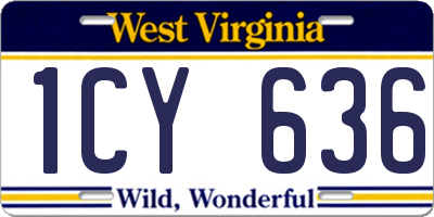 WV license plate 1CY636