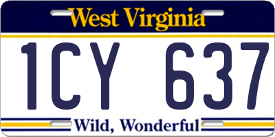 WV license plate 1CY637