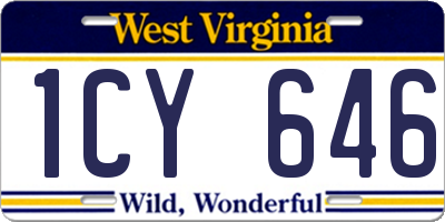 WV license plate 1CY646
